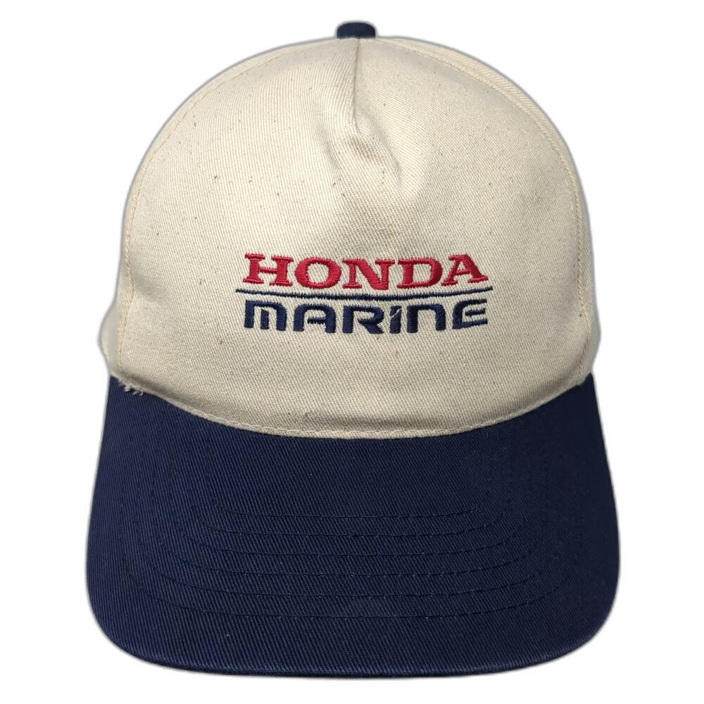 KC 5 Panel Beige Blue One Size Honda Marine Logo Snapback Hat Boat Outboard